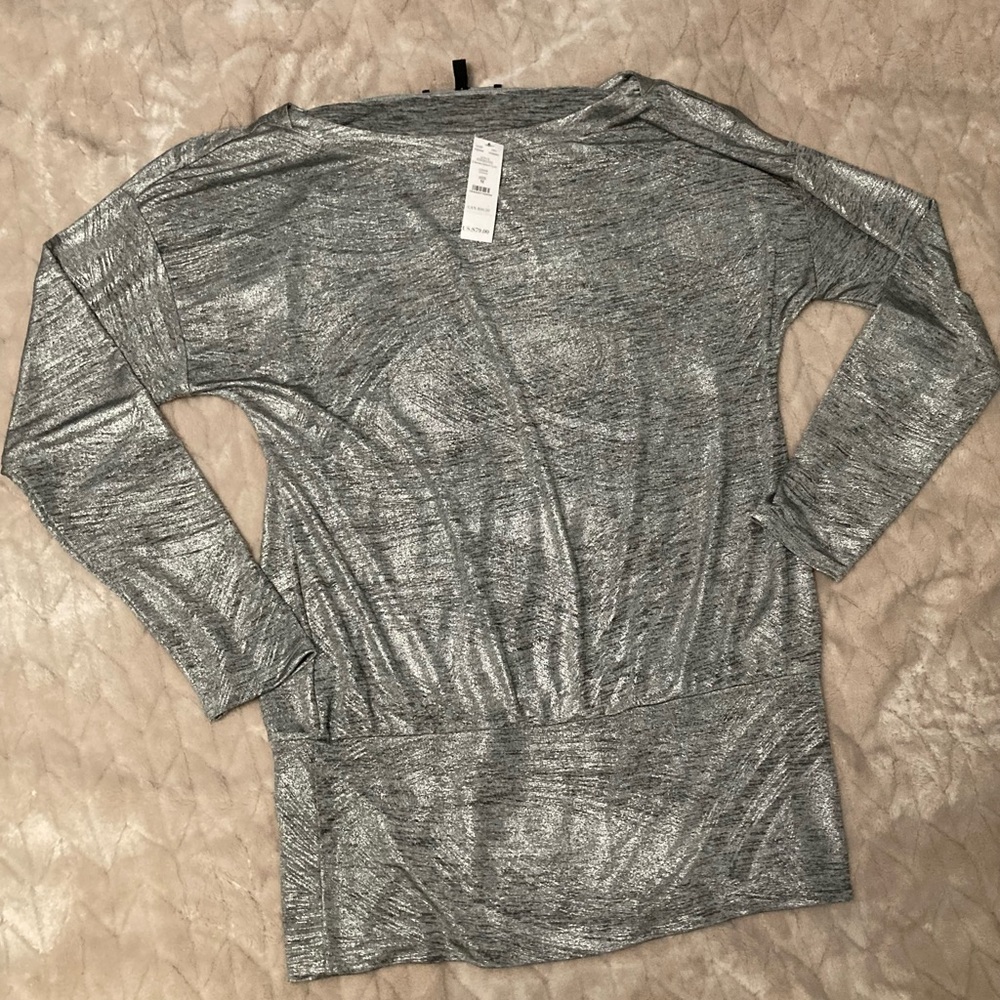 White House Black Market Long Sleeve Chrome Tunic M